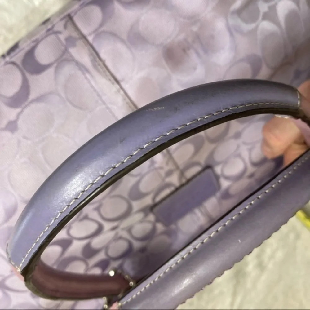 Coach rare purple leather and canvas signature c tote bag